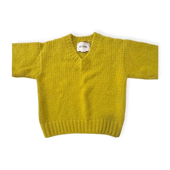 RE/DONE 50s V Neck Pullover Sweater, Wool, Size S, Chartreuse, New with tag - Picture 10 of 12